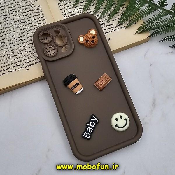 قاب گوشی iPhone 12 Pro Max آیفون طرح سیلیکونی ژله ای سه بعدی برجسته عروسکی COFFEE Baby محافظ لنز دار نسکافه ای کد 769